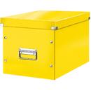 Cutie depozitare LEITZ WOW Click & Store, carton laminat, Cub, mare, galben