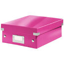 Cutie depozitare LEITZ WOW Click & Store Organizer, carton laminat, mica, roz