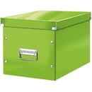 Cutie depozitare LEITZ WOW Click & Store, carton laminat, Cub, mare, verde