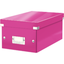 Cutie depozitare Leitz WOW Click & Store, carton laminat, pliabila, cu capac, 20x14x35 cm, roz