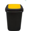 Cos plastic reciclare selectiva, capacitate 28l, PLAFOR Quatro - negru cu capac galben - plastic