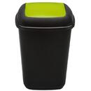 Cos plastic reciclare selectiva, capacitate 28l, PLAFOR Quatro - negru cu capac verde - sticla