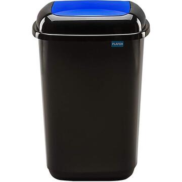 Cos plastic reciclare selectiva, capacitate 45l, PLAFOR Quatro - negru cu capac albastru - hartie