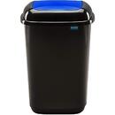 Cos plastic reciclare selectiva, capacitate 45l, PLAFOR Quatro - negru cu capac albastru - hartie
