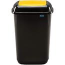 Cos plastic reciclare selectiva, capacitate 45l, PLAFOR Quatro - negru cu capac galben - plastic