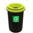 Cos plastic reciclare selectiva, capacitate 50l, PLAFOR Eco - negru cu capac verde - sticla