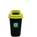 Cos plastic reciclare selectiva, capacitate 45l, PLAFOR Sort - negru cu capac verde - sticla