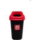 Cos plastic reciclare selectiva, capacitate 45l, PLAFOR Sort - negru cu capac rosu - metal