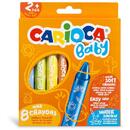 Creioane cerate, rotunde, solubile in apa, 8 culori/cutie, CARIOCA Baby Wild Crayons 2+