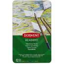 Creioane acuarela DERWENT Academy, cutie metalica, 12 buc/set, diverse culori