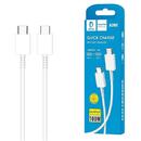 CABLE DENMEN D20C USB TYPE-C TO TYP-C POWER DELIVERY 3.6A WHITE 1M 100W
