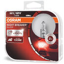 Bec halogen H1, 12V, 55W Osram Night Breaker Silver +100% Light, Cutie-Box: x2 bucati