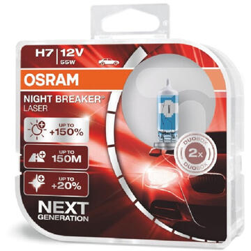 OSRAM Becuri cu halogen h7 12v 55w px26d night breaker laser +150% / 2 buc.
