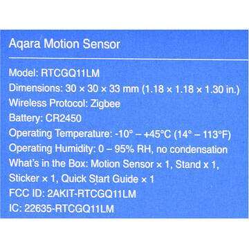Xiaomi Aqara RTCGQ11LM motion detector Infrared sensor Wireless Ceiling/wall White