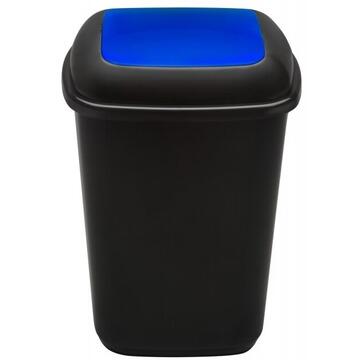 Cos plastic reciclare selectiva, capacitate 90l, PLAFOR Quatro - negru cu capac albastru - hartie