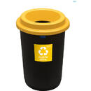 Cos plastic reciclare selectiva, capacitate 50l, PLAFOR Eco - negru cu capac galben - plastic