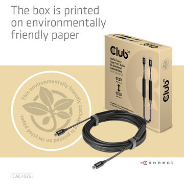 Club 3D CLUB3D USB 3.2 Gen2 Type C to C Active Bi-directional Cable 8K60Hz M/M 5m/16.4ft