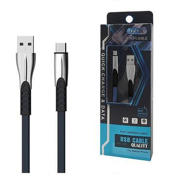 SENBONO CABLE Iphone 2.4A BLUE FLAT 2400mAh QUICK CHARGER QC 3.0 1M POWERLINE SMS-BW02- METAL PLUGS