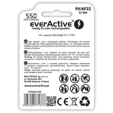 Rechargeable battery everActive 6F22/9V Li-ion 550 mAh