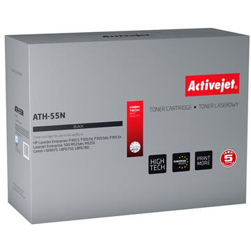 Activejet ATH-55N toner for HP printer; HP 55A CE255A, Canon CRG-724 replacement; Supreme; 6000 pages; black