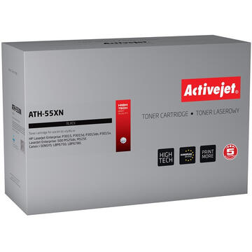 Activejet ATH-55XN toner for HP printer; HP 55X CE255X, Canon CRG-724H replacement; Premium; 12500 pages; black