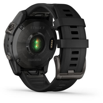 Smartwatch Garmin fenix 7 Sapphire Solar (47) Titan DLC Carbon Grey cu curea neagră