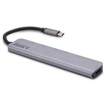 SAVIO AK-47 MULTIFUNCTIONAL USB Type C 7IN1 HUB HDMI, SD & TF CARD, USB 3.0, USB 3.0 Type C  Grey