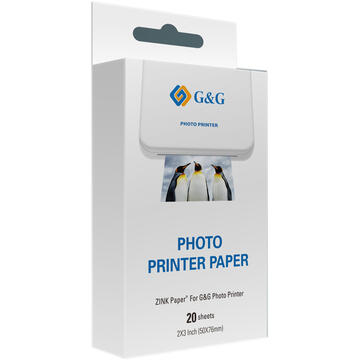 Hartie foto Zink photo paper GG-ZP023-20 for Canon, G&G, Huawei, HP, Polaroid, Xiaomi printers; 50 mm x 76 mm; 20 pcs