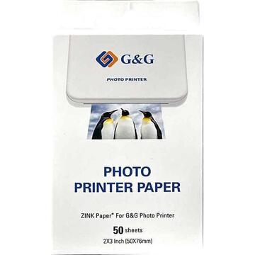 Hartie foto Zink photo paper GG-ZP023-50 for Canon, G&G, Huawei, HP, Polaroid, Xiaomi printers; 50 mm x 76 mm; 50 pcs