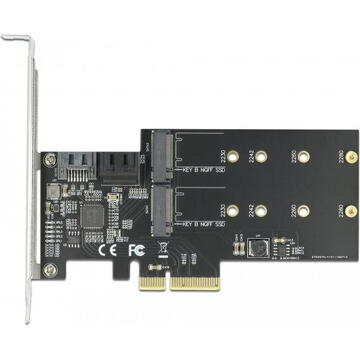 DeLOCK PCIe 3P SATA + M.2 KeyB x4 LP 90499