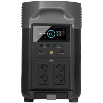 Power Station ECOFLOW Delta Pro, 3600Wh, 3600W, USB C, USB A, Schuko, Fast charge, negru