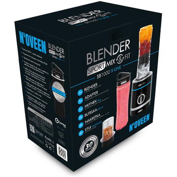 N'OVEEN Blender  Mix & Fit,  300W, SB1000 X-LINE Negru 600 ml