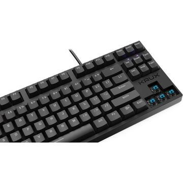 Tastatura KRUX Atax Pro RGB Outemu Blue KRX0038 cu cablu, iluminata RGB, mecanica, negru, EN