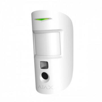 Detector de miscare AJAX MotionCam PhOD wireless PIR de interior cu verificare foto la alarma Alb