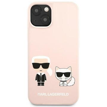Husa Karl Lagerfeld Husa Silicon Karl &amp; Choupette iPhone 13 Mini Roz