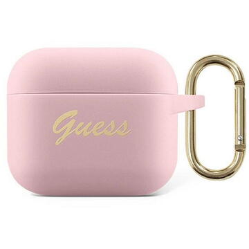 Guess Husa Silicon Vintage Script Airpods 3 Pink