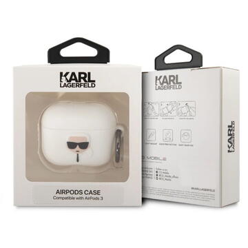 Karl Lagerfeld Husa Silicon Karl's Head Airpods 3 Alb