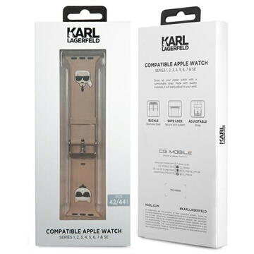 Karl Lagerfeld Curea Karl &amp; Choupette Apple Watch 42mm / 44mm Roz