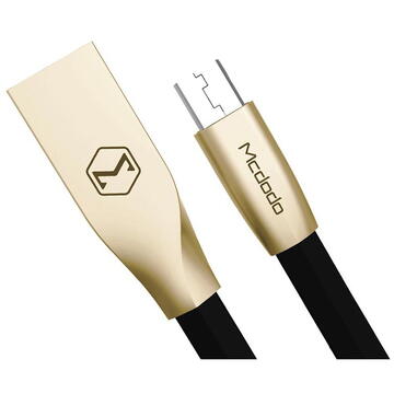 Mcdodo Cablu Zn-Link Gold MicroUSB Black (1.5m, 2.4A max)-T.Verde 0.1 lei/buc