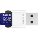 Card memorie Samsung microSDXC PRO Plus 128GB, Class 10, UHS-I U3, V30, A2 + Adaptor