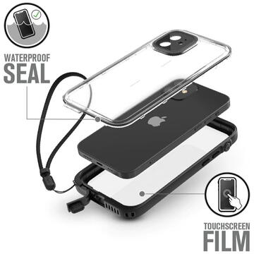 Husa Catalyst Husa Total Protection iPhone 12 Transparent Black (waterproof , snur)
