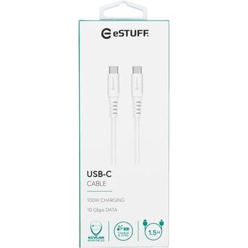 eSTUFF USB-C - C Cable 1,5m White USB cable 1.5 m USB 3.2 Gen 2 (3.1 Gen 2) USB C