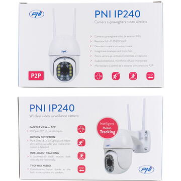 Camera de supraveghere Camera supraveghere video wireless PNI IP240 WiFi PTZ, 1080p, zoom digital, slot micro SD, stand-alone, alarma detectie miscare
