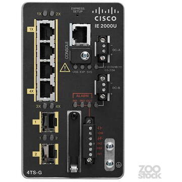 Switch Cisco IE2000 with 4 FE Copper ports and 2 GE SFP ports (Lan Base)
