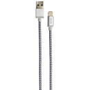Cablu date GRIXX - 8-pin to USB Apple MFI License, impletit, lungime 1m - gri/alb