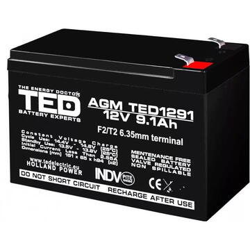 Ted Electric ACUMULATOR VRLA 12V 9.1AH F2 TED