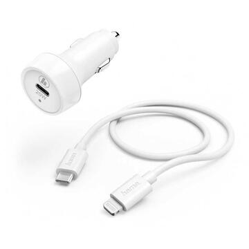Hama Car Charging Set, Lightning, Power Delivery (PD), 20W, white