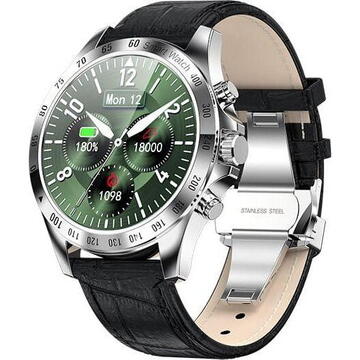 Smartwatch Garett Electronics Men Style 1.3" piele neagră Argintiu