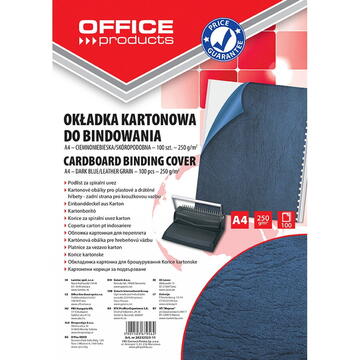 Accesorii birotica Coperta carton imitatie piele 250g/mp, A4, 100/top Office Products - bleumarin
