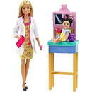 Mattel Barbie pediatrician doll (blonde), playset with toddler